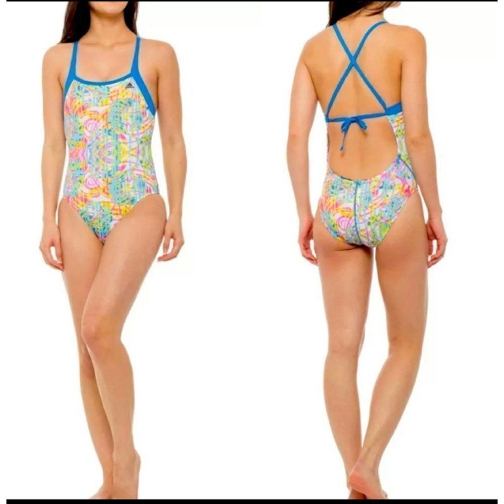 Adidas Women's Size 28 Solace Thin Crossed Straps one piece Swimsuit